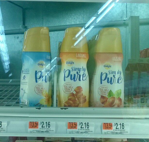 Simply Pure Coffee Creamers on the shelf at walmart