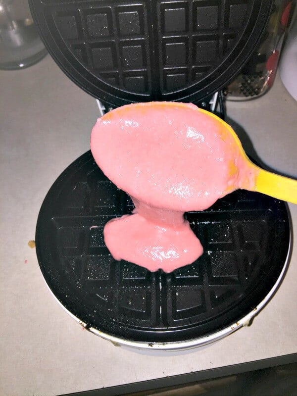 pink velvet waffles