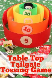 Add some serious fun to your next homegate or tailgate by challenging your guests to a round of our homemade table top tailgate tossing game