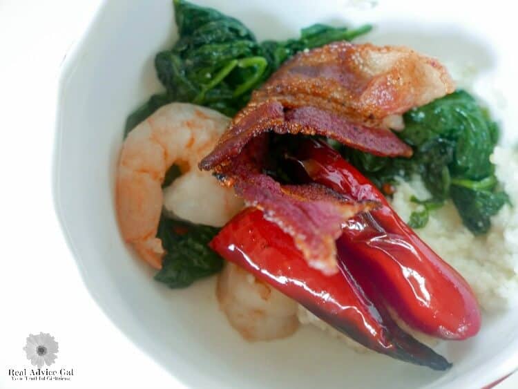 Shrimp and Grits with Bacon and Spinach