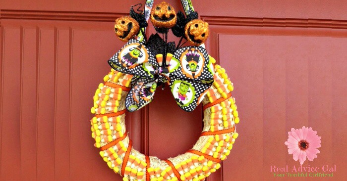 DIY Candy Corn Wreath Halloween Decoration