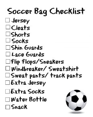Free Printable Soccer Bag Checklist