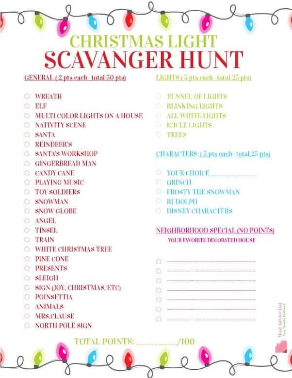 Scavenger hunt printable