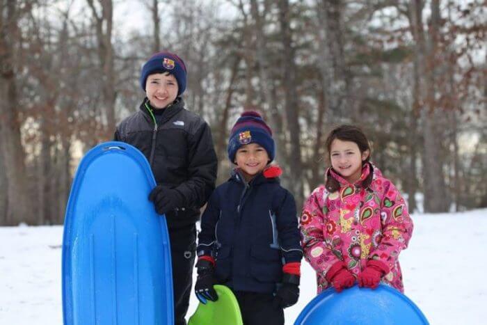 kids in the snow