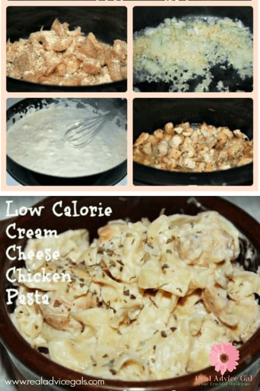 This recipe is so good! It's creamy and delicious but low calorie. Try this low calorie crockpot cream cheese chicken pasta now!