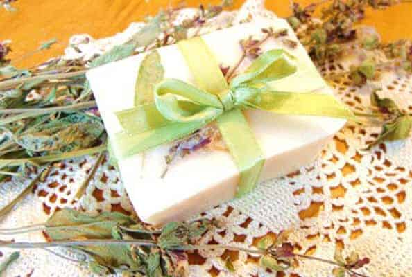 herb decorated soap