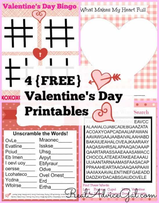 4 Free Valentine’s Day Printables