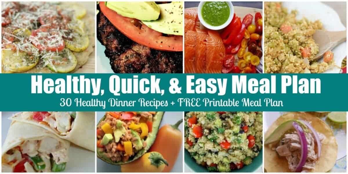 Easy Healthy Quick Meals Free Printable Menu Calendar