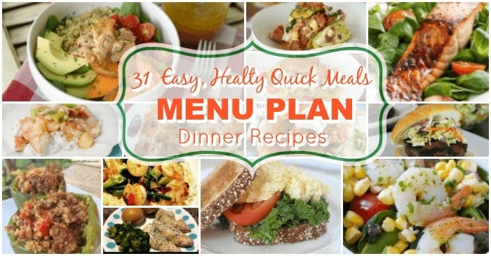 Easy Healthy Quick Meals Free Printable Menu Calendar