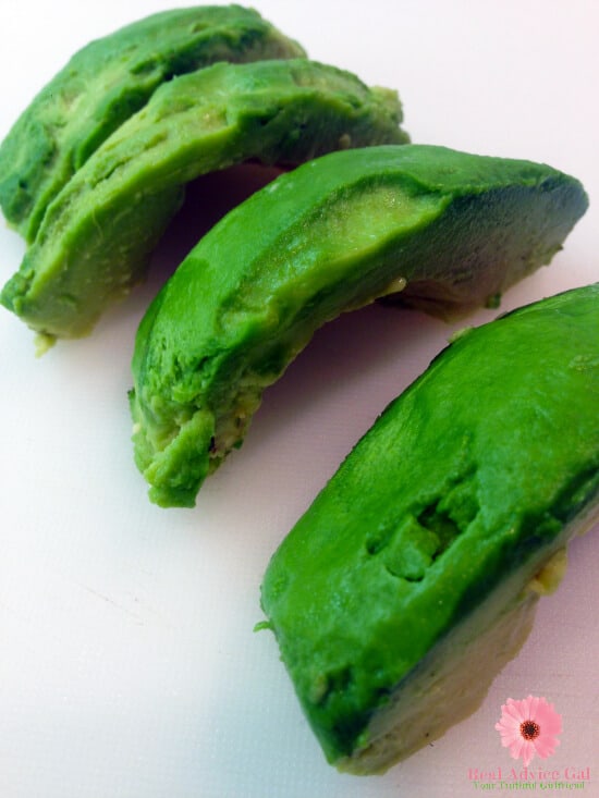Sliced avocados