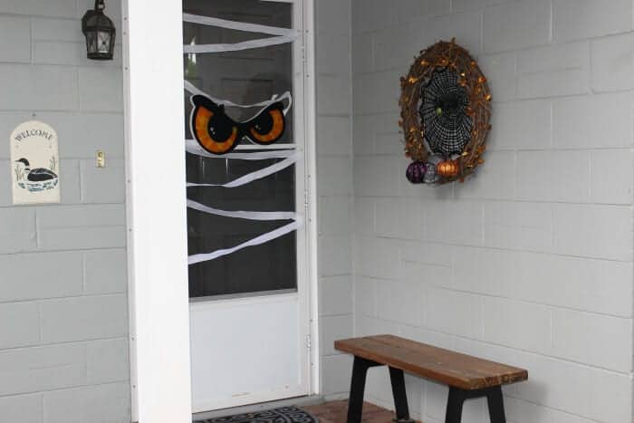 This Halloween mummy door will surely be a big hit to trick or treaters.