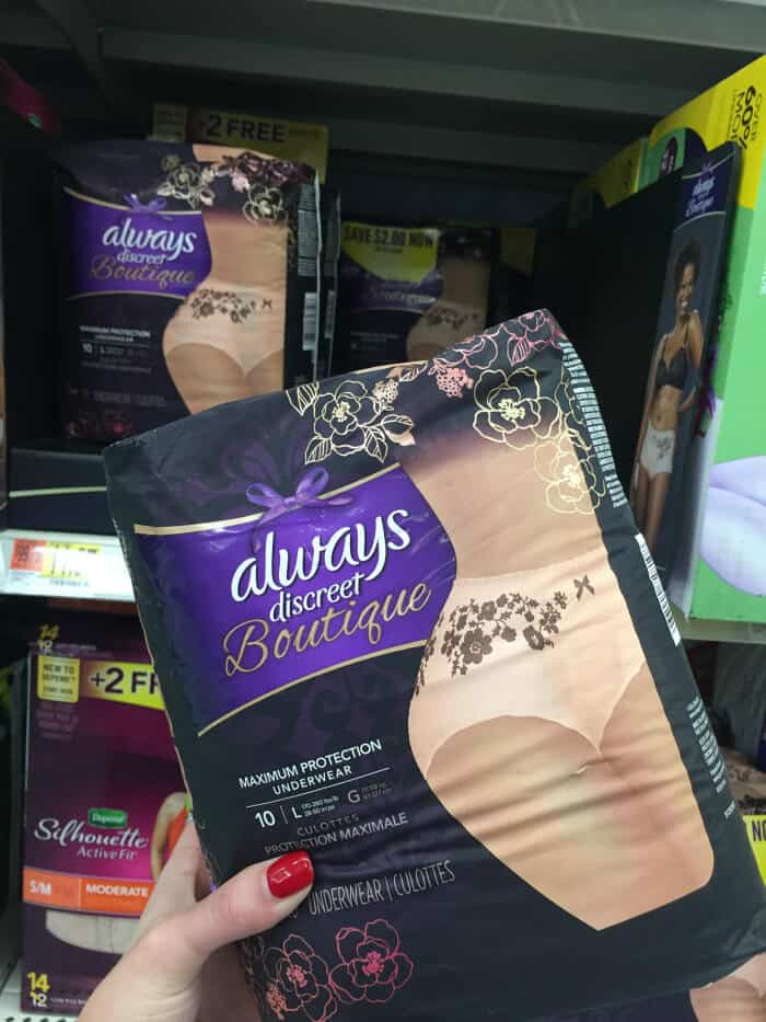 Get up to $8 off Always Discreet products! Try Always Discreet Boutique – bladder leak underwear with a little ohh-la- la.