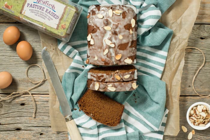 Drizzled with a simple icing and studded with toffee pieces, this Gingerbread loaf is the perfect sweet treat for sharing with family and friends.