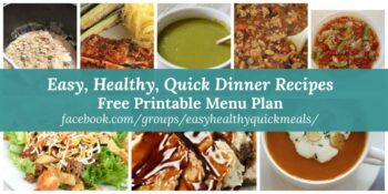 Easy Healthy Quick Meals Free Printable Menu Calendar
