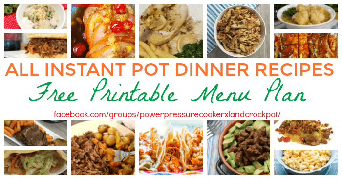 Get the most out of your instant pot. Plan your meals to save time and money. Get our free printable instant pot pressure cooker meal plan and try new pressure cooker recipes for dinner, some sides and desserts.