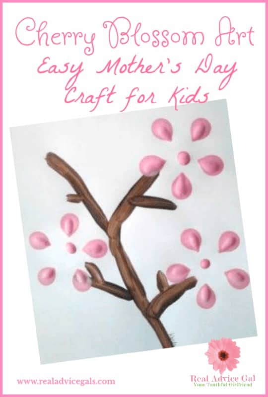 This cherry blossom art is so pretty and a nice Mother's day craft kids can make for their mom