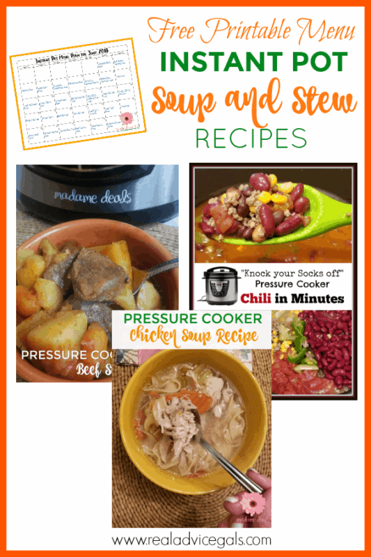 30 Instant Pot Soup and Stew Recipes with free printable menu