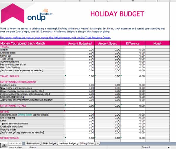 Free holiday budget worksheet to help you save money for the holiday season.