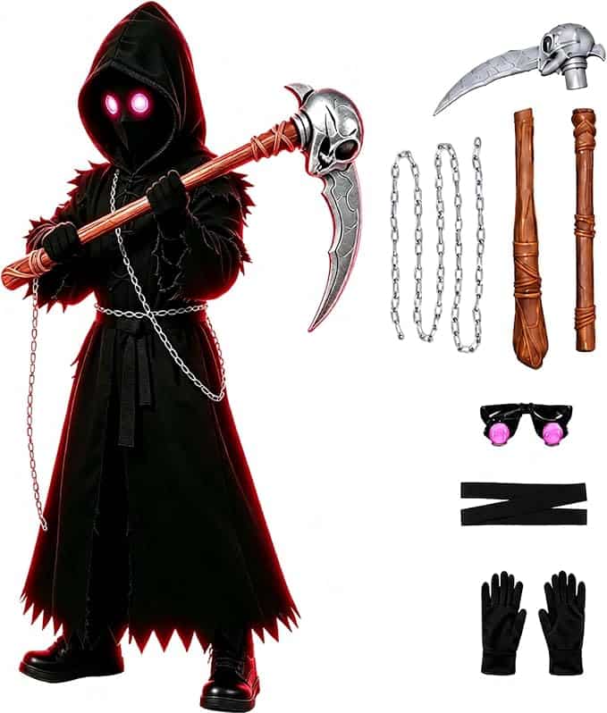 Glowing Eyes Grim Reaper Costume for Kids