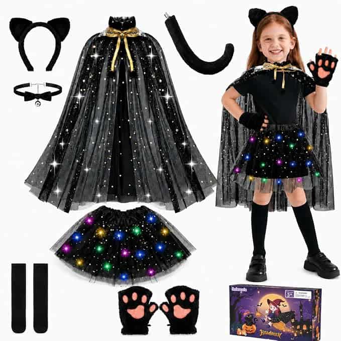 Fun, Spooky and Magical Halloween Costumes 43 Halloween Black Cat Light Up Tutu Set