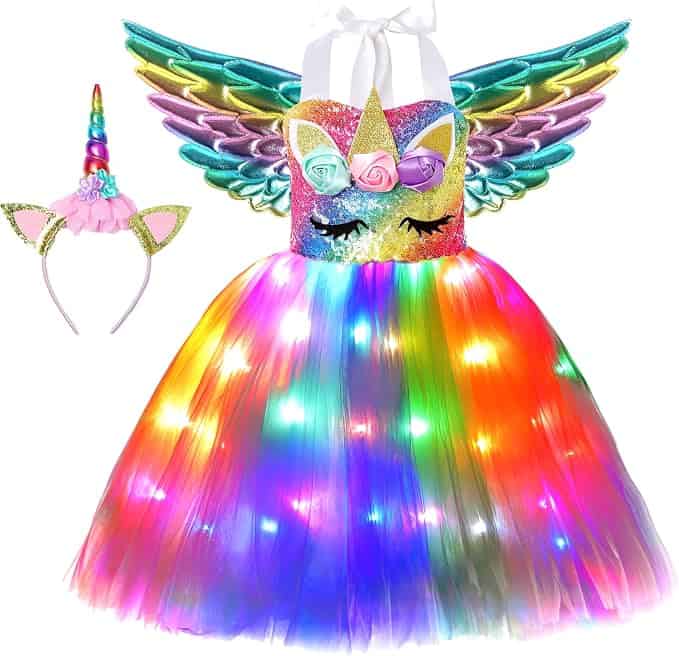Fun, Spooky and Magical Halloween Costumes 33 LED Light Up Unicorn Princess