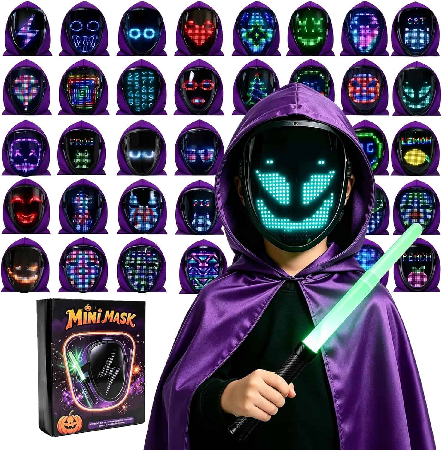 Fun, Spooky and Magical Halloween Costumes 30 LED Mask & Magic Wand