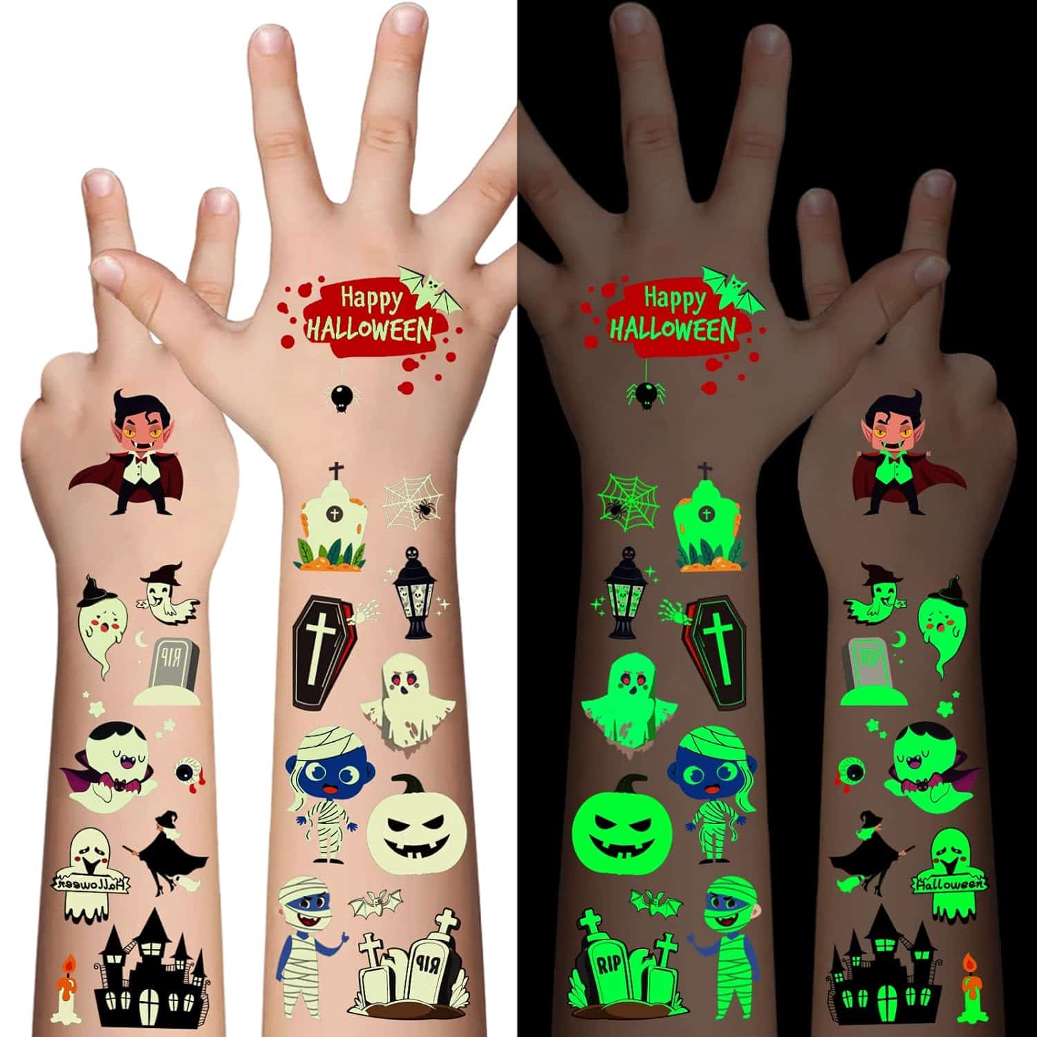 Luminous Halloween Temporary Tattoos for Kids