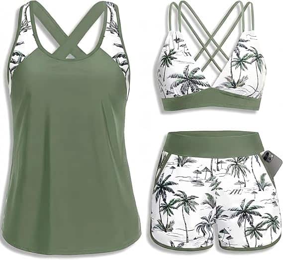 Cheap Plus Size Bathing Suits 17 Daci Women 3 Piece Tankini Swimsuit