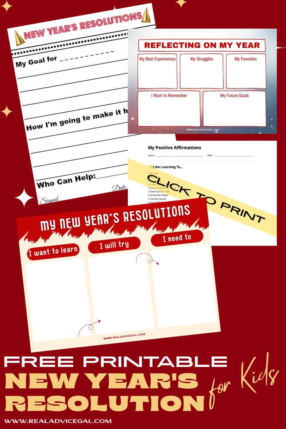 Free Printable for Kids New Years Resolution Ideas