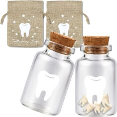 Tooth Fairy Bag with 2 Small Glass Tooth Fairy Bottles