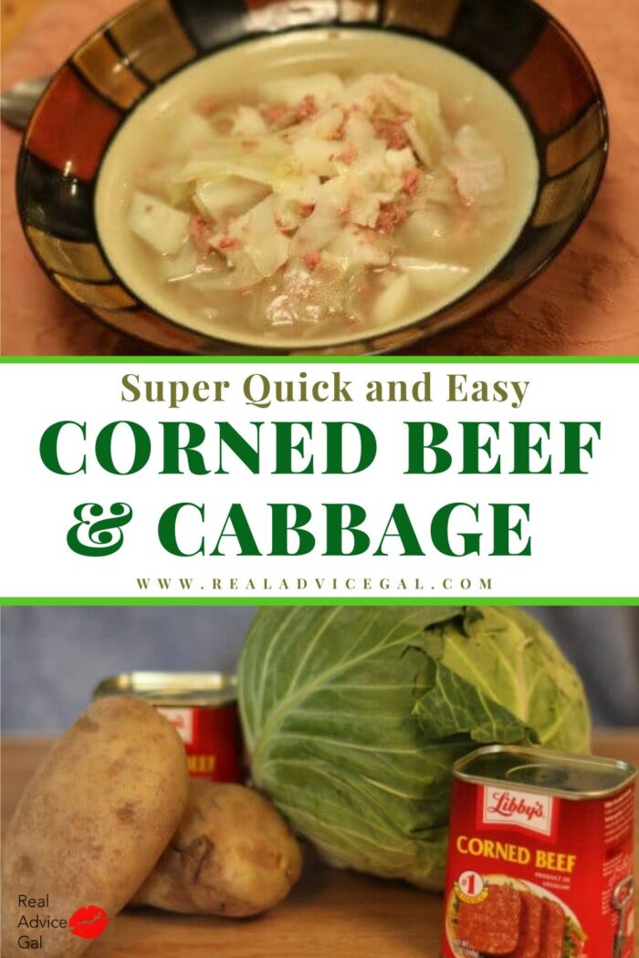 Super quick and easy Irish corned beef and cabbage recipe for St. Patrick's Day using canned corned beef