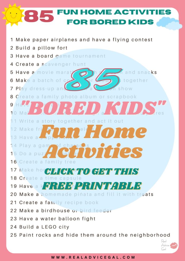 Bored kids free printable home activity ideas