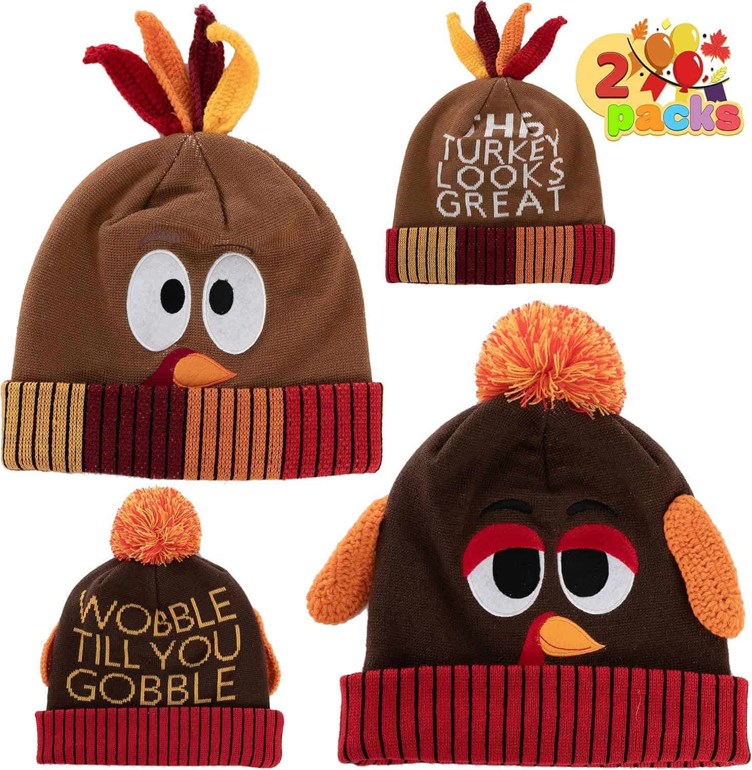 Thanksgiving Pom Pom Beanie Hats