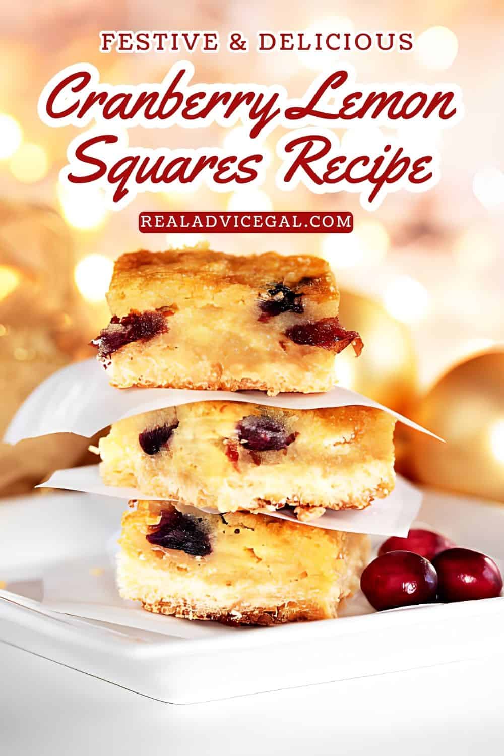 Holiday cranberry lemon squares recipe