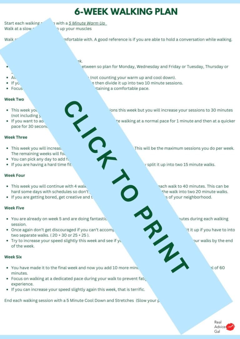 Walking Weight Loss Printable - Real Advice Gal
