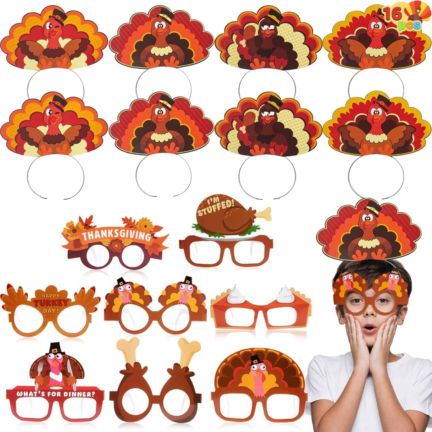 Thanksgiving Turkey Headbands and Glasses