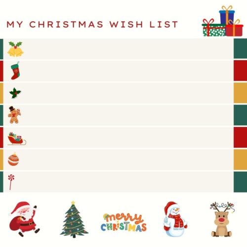 Christmas Gift Wish List For Kids Printable