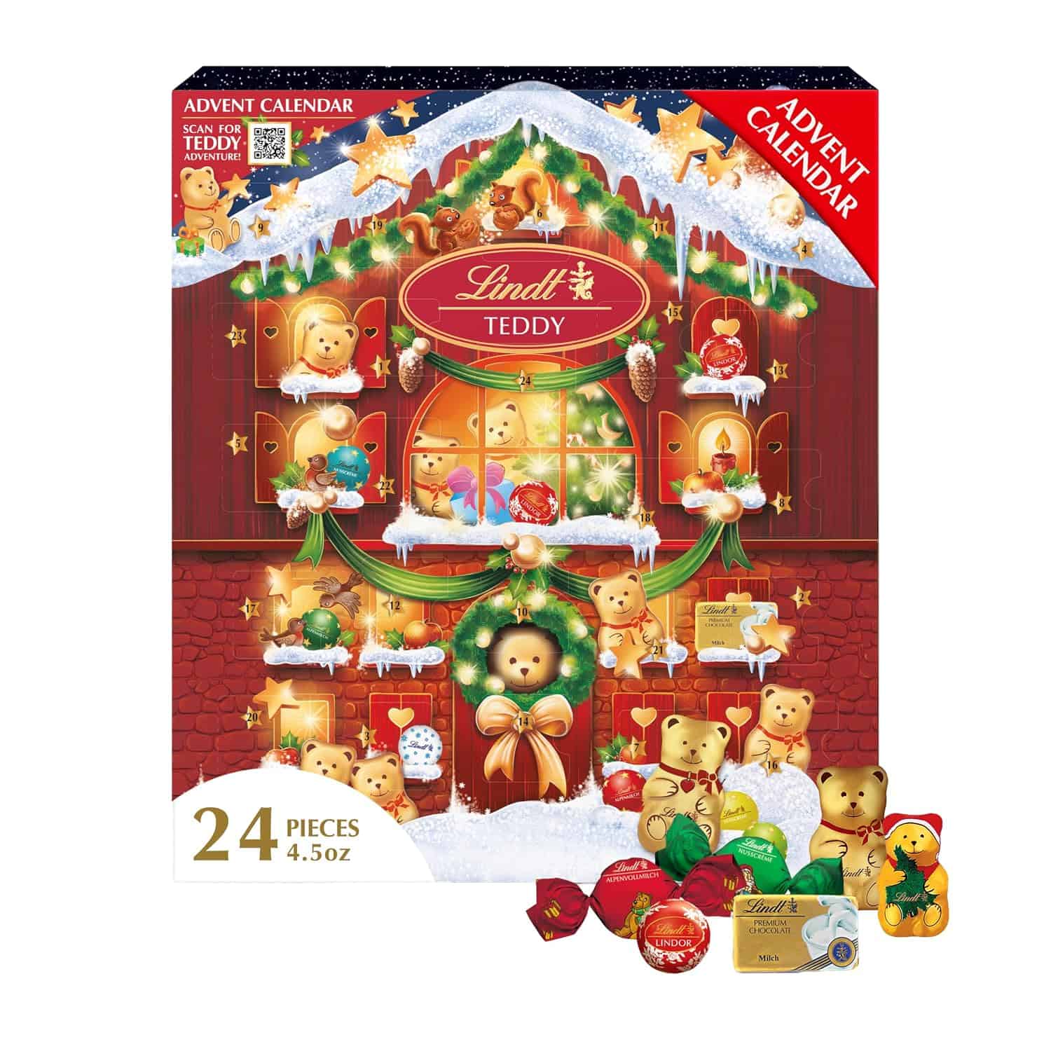 Lindt TEDDY Assorted Chocolate Candy Christmas Advent Calendar