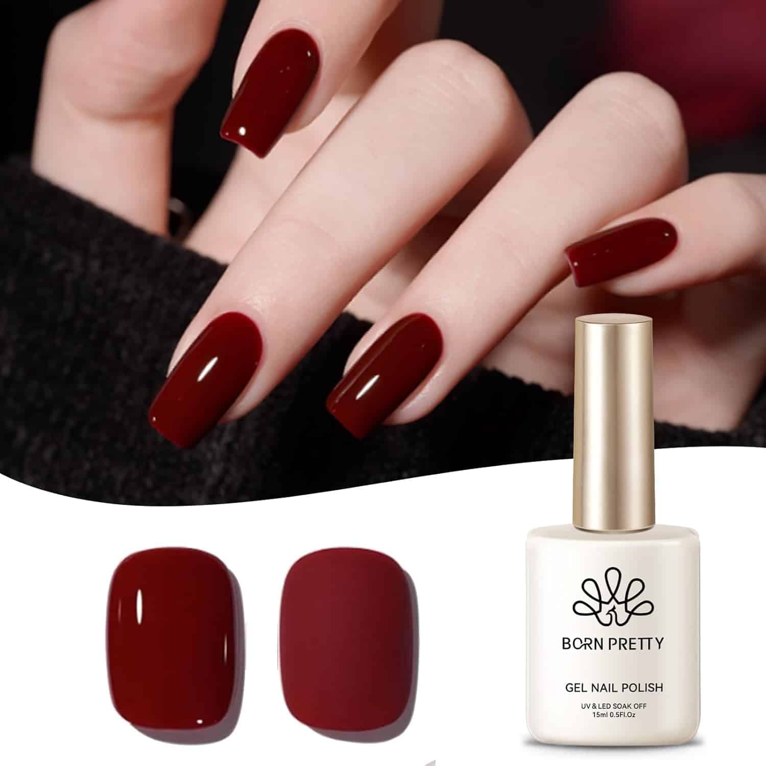  Born Pretty Red Burgundy Gel Nail Polish