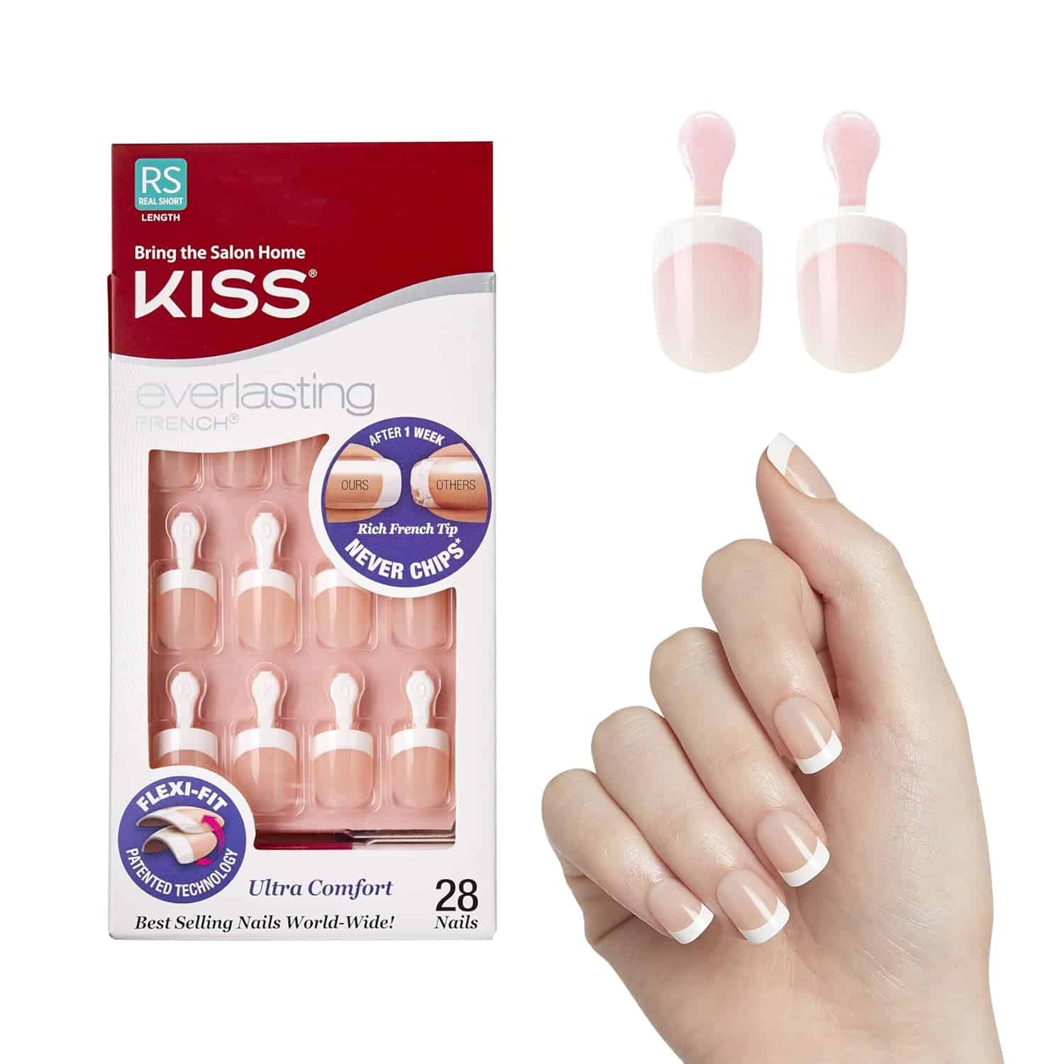 Kiss Everlasting French Nail Manicure, Chip-Free with Flexi-Fit Technology