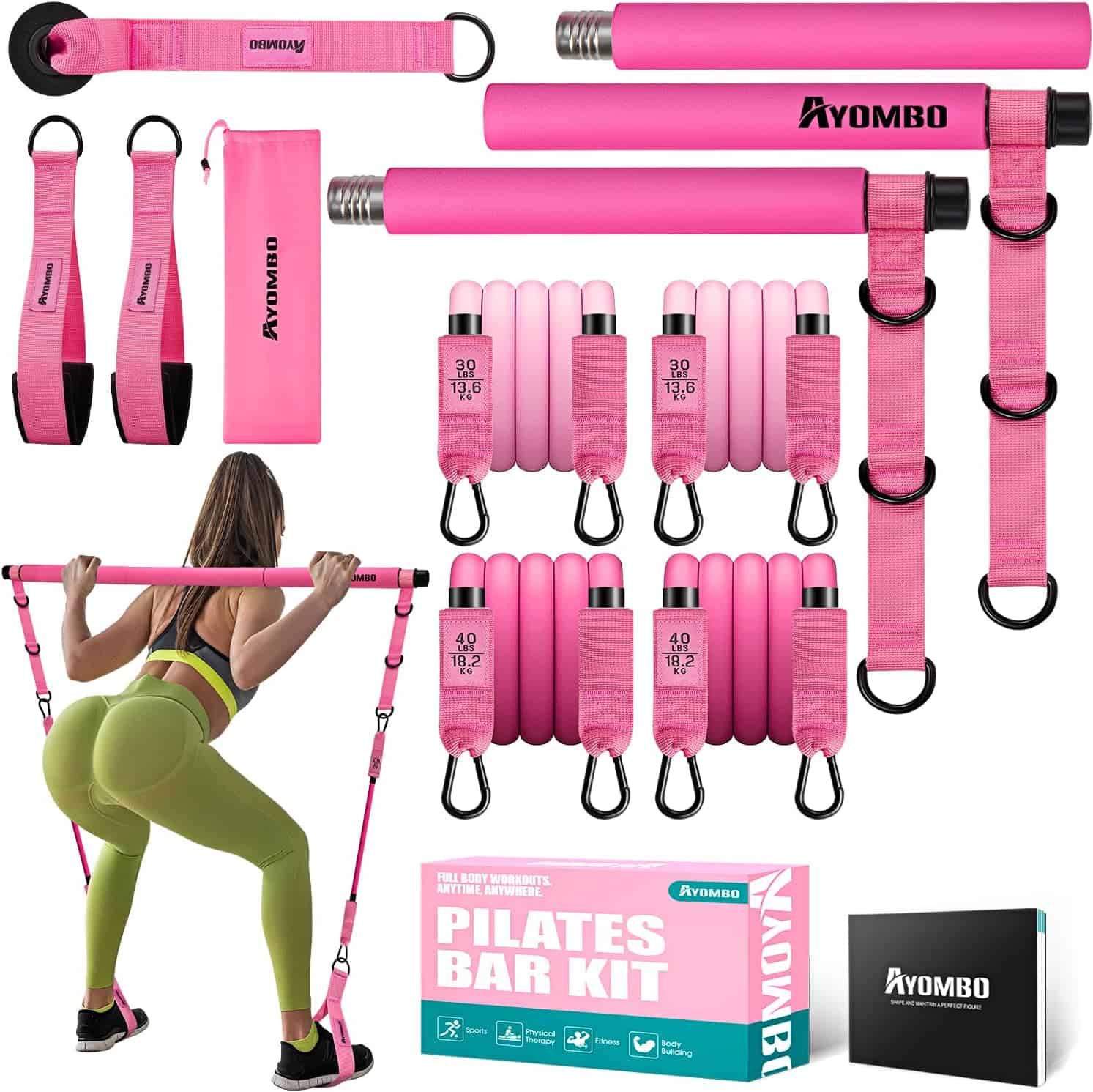 Pilates At Home 32 Pilates Bar Kit with Resistance Bands