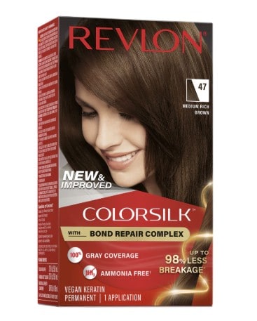 Best At-Home Hair Color to Cover Gray Hair for Women Over 40 64 Revlon ColorSilk with Bond Repair Hair Color